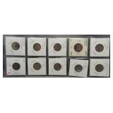 (10) Liberty V-Nickels. Dates: 1888, 3-1897,
