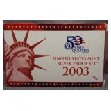 2003 United States Mint Silver Proof Set.
