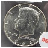 1964 BU Kennedy Half Dollar.