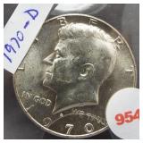 1970-D BU Kennedy Half Dollar. (Key Date)