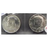 (2) 1968-D & 1969-D BU 40% Silver Kennedy Half