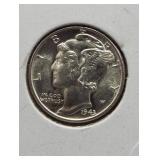 1943 GEM BU Mercury Dime.