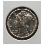 1938-S GEM BU Mercury Dime.