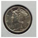 1940-D GEM BU Mercury Dime.