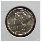 1944 GEM BU Mercury Dime.
