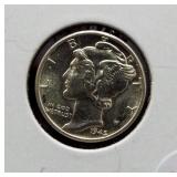 1945 GEM BU Mercury Dime.