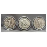 (3) Walking Liberty Silver Half Dollars. Dates: