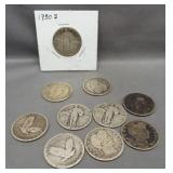 (4) Barber Silver Quarters. Dates: 1899-S, 1908,