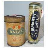 (2) Vintage tins including Vaseline Camphor Ice