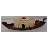 Wood gondola style boat display. Measures 12"