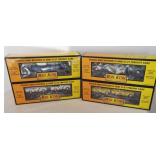 (4) Rail King flat cars with die cast cars