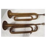 (2) Vintage brass Rexcraft Boy Scout bugles.