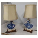 Pair of vintage electric colonial style ceramic