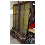 Antique two piece hutch with glass front doors