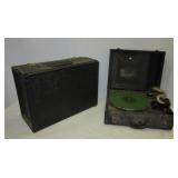 Antique Caswell portable record player with crank