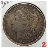1921 Morgan Silver Dollar.