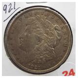 1921 Morgan Silver Dollar.