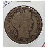 1906 Barber Silver Half Dollar.