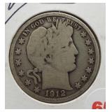 1912 Barber Silver Half Dollar.