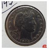 1914-S Barber Silver Half Dollar.