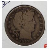 1915-S Barber Silver Half Dollar.