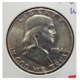 1954 UNC Franklin Silver Half Dollar.