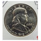 1958-D BU UNC Franklin Silver Half Dollar.