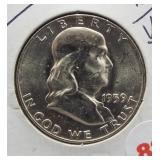 1959-D BU UNC Franklin Silver Half Dollar.
