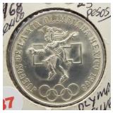 1968 Mexico Olympic Silver 25 Pesos.