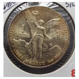1983 Mexico One Onza One Ounce .999 Fine Silver.