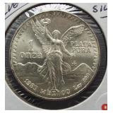 1988 Mexico One Onza One Ounce .999 Fine Silver.