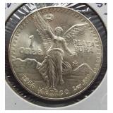 1986 Mexico One Onza One Ounce .999 Fine Silver.