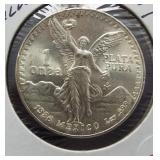 1986 Mexico One Onza One Ounce .999 Fine Silver.