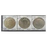 (3) 1971-S Eisenhower 40% Silver Dollars.