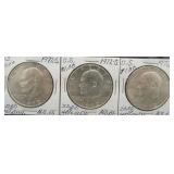 (3) 1972-S Eisenhower 40% Silver Dollars.