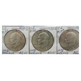 (3) 1973-S Eisenhower 40% Silver Dollars.