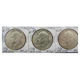 (3) 1974-S Eisenhower 40% Silver Dollars.