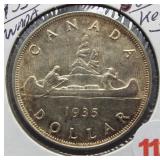 1935 UNC Canadian Silver Dollar.
