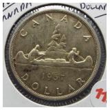 1957  Canadian Silver Dollar.