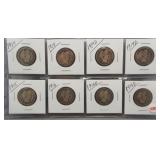 (8) Barber Silver Quarters. Dates: 2-1914,
