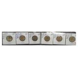 (6) UNC 40% Silver Jefferson War Time Nickels.