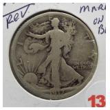 1917-S Walking Liberty Silver Half Dollar.