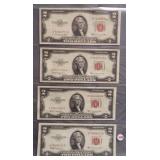 (4) $2 Red Seal Notes. Dates: 1953B, 3-1953C.