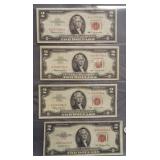(4) $2 Red Seal Notes. Dates: 1953, 3-1963.