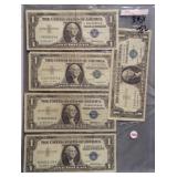 (5) $1 Silver Certificates. Dates: 4-1957, 1957A.