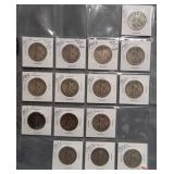 (15) Walking Liberty Silver Half Dollars. Dates: