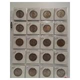 (20) Walking Liberty Silver Half Dollars. Dates: