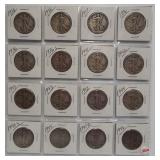 (16) Walking Liberty Silver Half Dollars. Dates:
