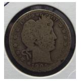 1905-S Barber Silver Quarter.