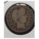 1912-S Barber Silver Quarter.